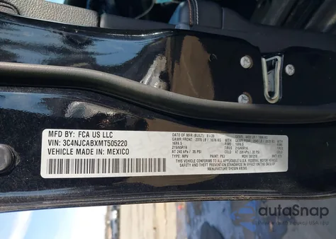 2021 Jeep Compass Sport Fwd z USA, uszkodzony, nr VIN 3C4NJCABXMT505220